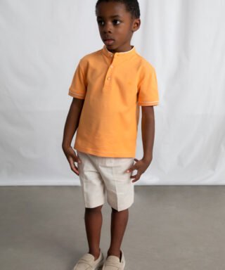 Polo m/c con cuello mao MELOCOTÓN