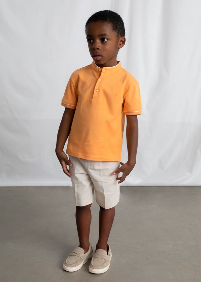 Polo m/c con cuello mao MELOCOTÓN 3 Polo m/c con cuello mao MELOCOTÓN