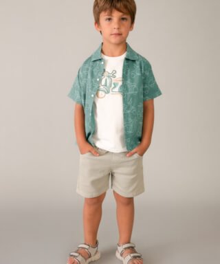 Camisa m/c con ´Vespas´ VERDE ALGA