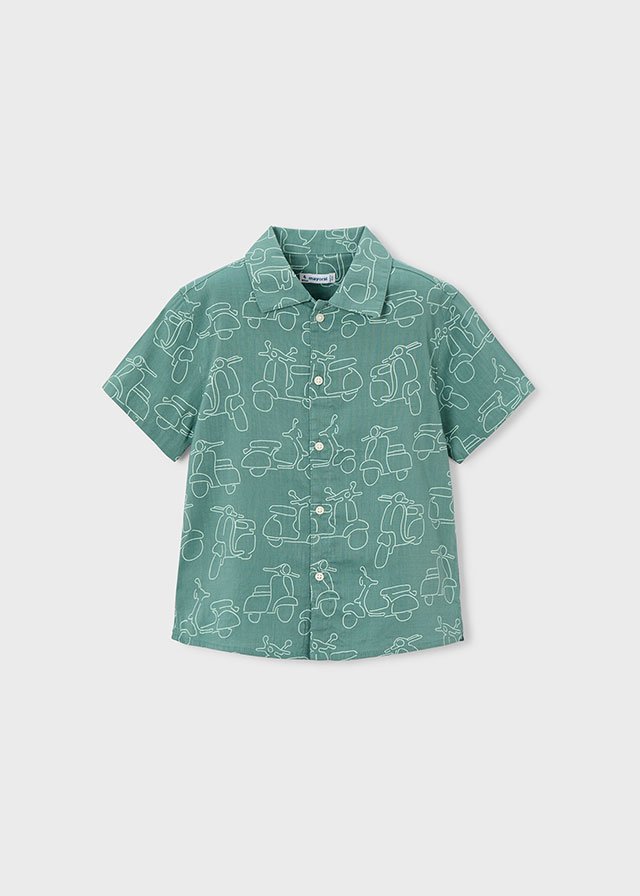 Camisa m/c con ´Vespas´ VERDE ALGA 6 Camisa m/c con ´Vespas´ VERDE ALGA - Imagen 4