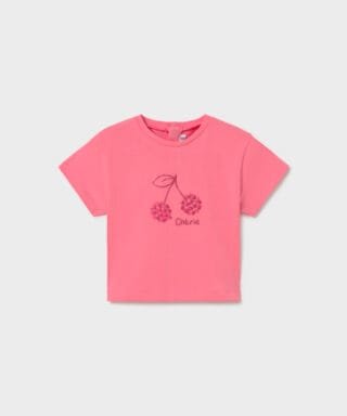 Camiseta m/c con cerezas ROSA CHICLE