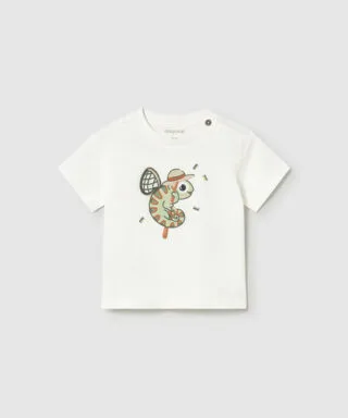 Camiseta m/c con camaleón BLANCO