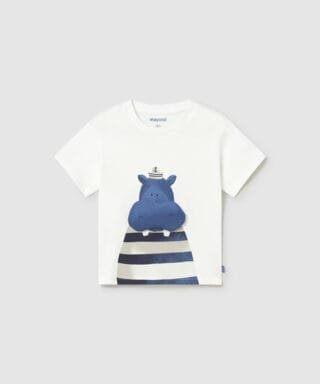 Camiseta m/c con hipopótamo BLANCO