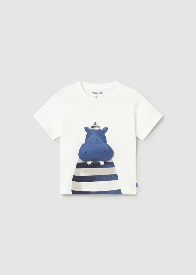 Camiseta m/c con hipopótamo BLANCO 3 Camiseta m/c con hipopótamo BLANCO