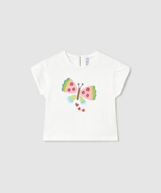Camiseta m/c con mariposa BLANCA