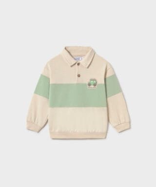Sudadera tipo polo con todoterreno VERDE MATCHA Y BEIGE