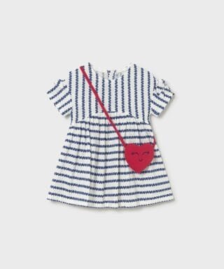 Vestido de corazones con bolso BLANCO Y MARINO