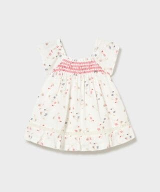 Vestido fruncido BLANCO ROTO