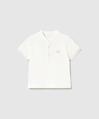 Polo m/c con cuello mao BLANCO ROTO