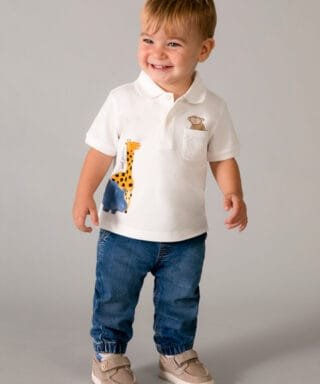 Polo m/c con animales BLANCO ROTO
