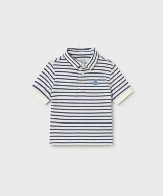 Polo m/c de rayas con animales BLANCO Y MARINO