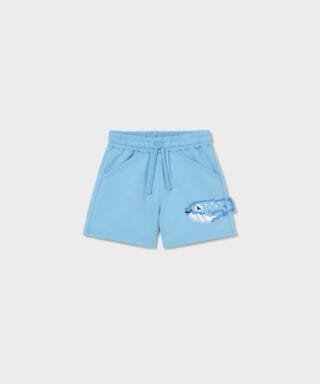 Pantalón corto con pez CELESTE