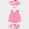 Conjunto de baño 3 piezas de flores FUCSIA