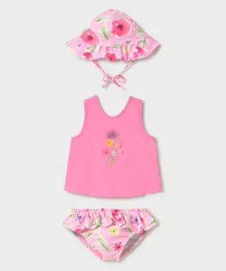 Conjunto de baño 3 piezas de flores FUCSIA