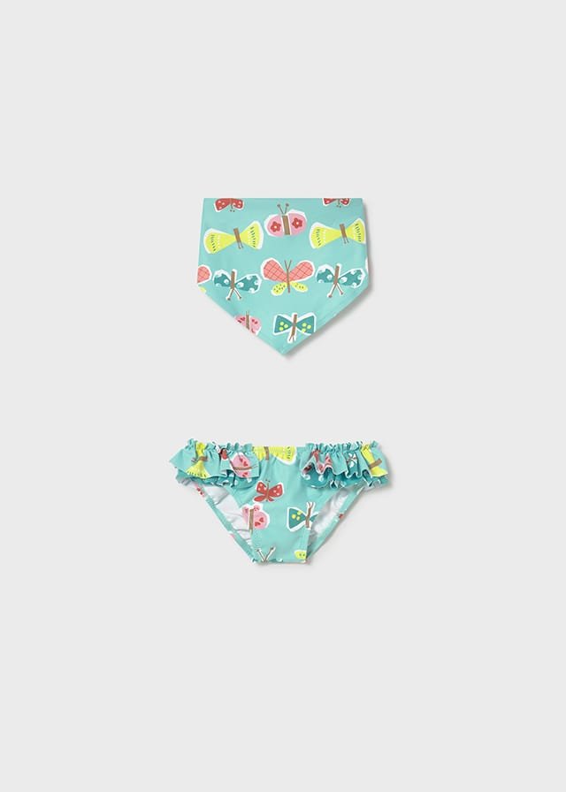 Braguita con pañuelo estamapado de mariposas TURQUESA 3 Braguita con pañuelo estamapado de mariposas TURQUESA