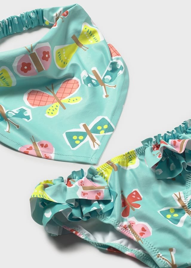 Braguita con pañuelo estamapado de mariposas TURQUESA 4 Braguita con pañuelo estamapado de mariposas TURQUESA - Imagen 2