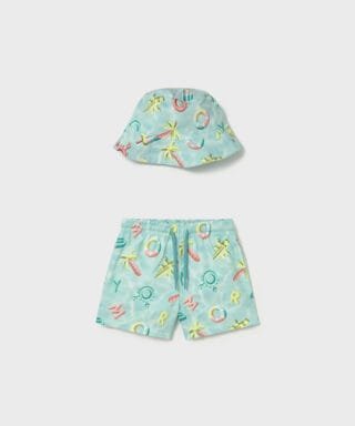 Conjunto de bañador y gorro reversible piscina AGUAMARINA