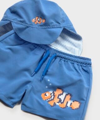 Conjunto de bañador y gorro con pez AZUL - Imagen 2