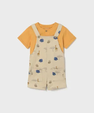 Peto con camiseta de animales AMARILLO Y BEIGE