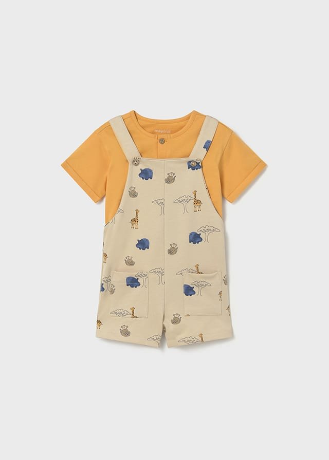 Peto con camiseta de animales AMARILLO Y BEIGE 3 Peto con camiseta de animales AMARILLO Y BEIGE