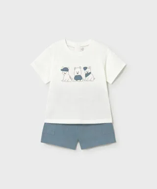 Conjunto 2 piezas de perritos BLANCO Y PETRÓLEO