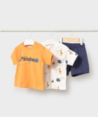 Conjunto 3 piezas de animales AMARILLO Y MARINO
