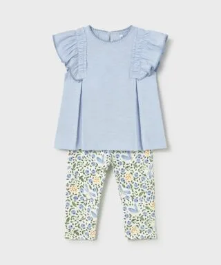 Conjunto 2 piezas de flores AZUL Y VERDE