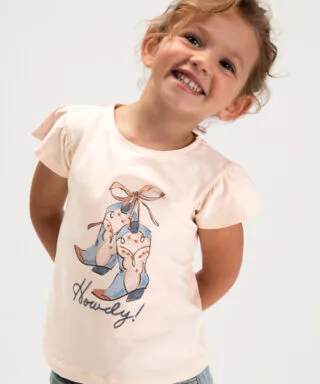 Camiseta m/c con botas ´Cowboy´ SALMÓN