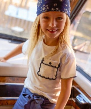 Camiseta m/c con bolsillo de punto BLANCO ROTO