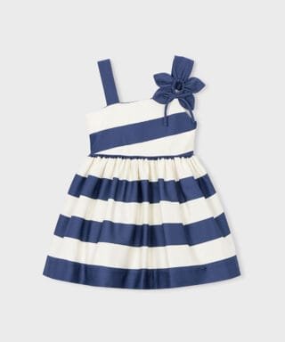 Vestido de rayas MARINO Y CRUDO