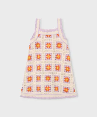 Vestido de crochet LILA Y NARANJA
