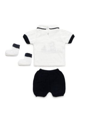 Conjunto de 2 piezas de punto con patucos BLANCO Y MARINO 5 26072 BCarla Lozano armario de macarena penaranda salamanca primerapuesta