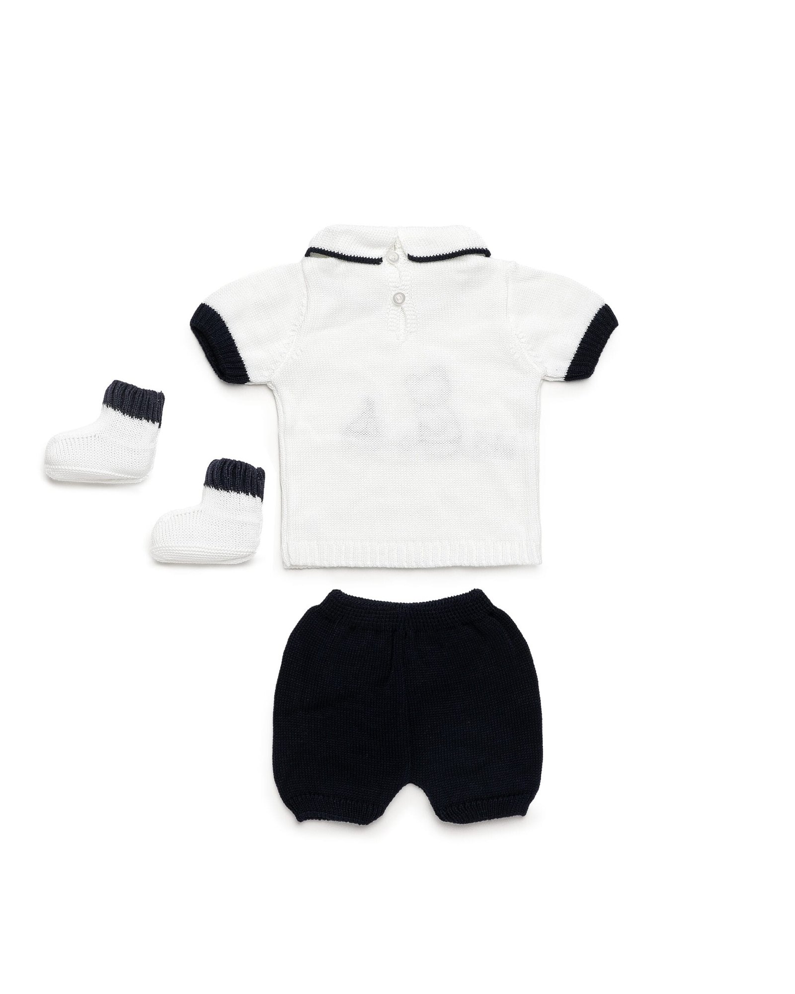 Conjunto de 2 piezas de punto con patucos BLANCO Y MARINO 4 Conjunto de 2 piezas de punto con patucos BLANCO Y MARINO - Imagen 2