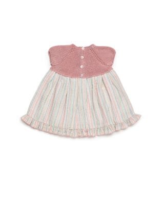 Vestido combinado de punto y tela ROSA EMPOLVADO 7 26125 BCarla Lozano armario de macarena penaranda salamanca primerapuesta