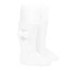 Calcetines altos canalé algodón cálido con borlas BLANCO