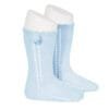 calcetines altos perle calado con pompon lateral azul bebe carlalozano macarena penaranda salamanca
