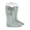 Calcetines altos perlé calados con lazo grogrén BRUMA 2 calcetines altos perle calados con lazo grogren bruma carlalozano macarena penaranda salamanca