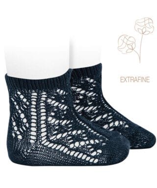 Calcetines cortos calados algodón perle extrafino MARINO