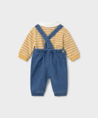 Conjunto de peto vaquero con polo de rayas MOSTAZA 7 Conjunto de peto vaquero con polo de rayas MOSTAZA - Imagen 3