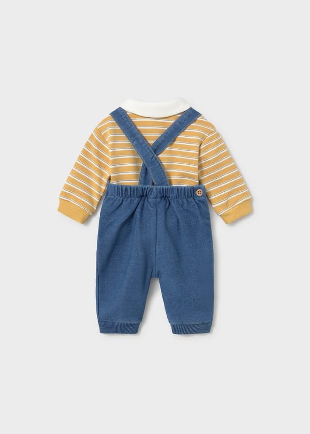 Conjunto de peto vaquero con polo de rayas MOSTAZA 5 Conjunto de peto vaquero con polo de rayas MOSTAZA - Imagen 3