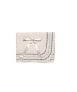 Toquilla con volantes y lazo BEIGE Y AGUAMARINA