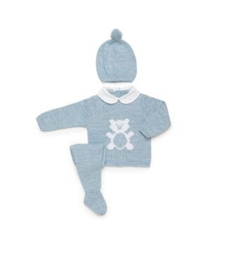 Conjunto de 3 piezas CELESTE Y BLANCO
