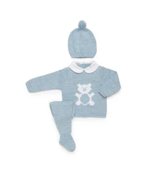 Conjunto de 3 piezas CELESTE Y BLANCO