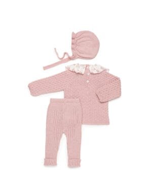 Conjunto de 3 piezas con ositos ROSA EMPOLVADO - Imagen 2