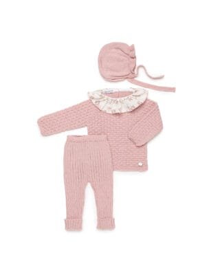 Conjunto de 3 piezas con ositos ROSA EMPOLVADO
