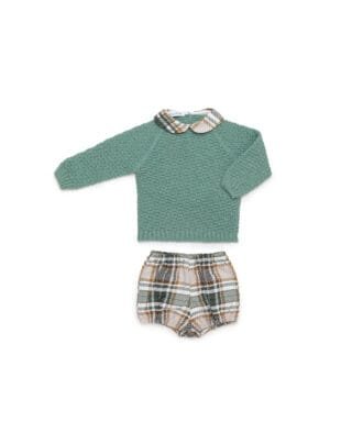 Conjunto de jersey y ranita con cuadros VERDE HOJA