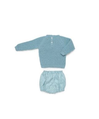 Conjunto de jersey y ranita de tela con cuadro vichy AZUL NUBE - Imagen 2