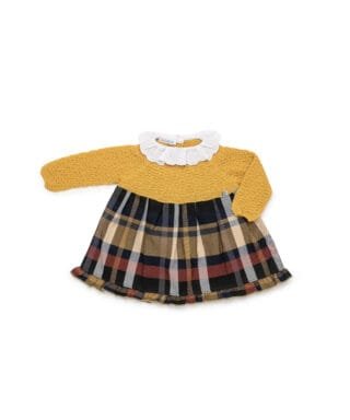 Vestido combinado MOSTAZA