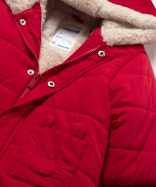 Abrigo con capucha y pelo interior ROJO - Imagen 2