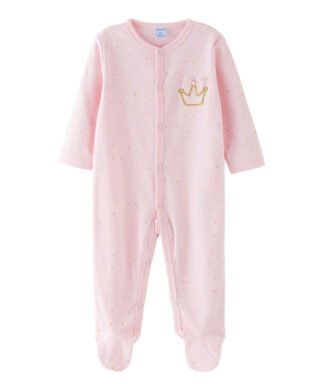 Pijama enterizo con estrellas y corona ROSA